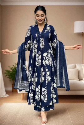 Yusra Floral Print Kurta, Trouser/Pant & Dupatta Set