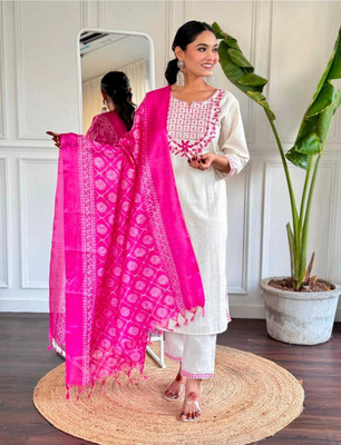 Krafty Fashion Embroidered Kurta, Sharara & Dupatta Set