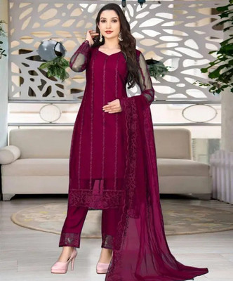 HOC's Embroidered Kurta, Palazzo & Dupatta Set