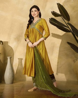 SheWill Embroidered Kurta, Trouser/Pant & Dupatta Set