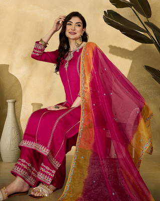 SheWill Embroidered Kurta, Trouser/Pant & Dupatta Set