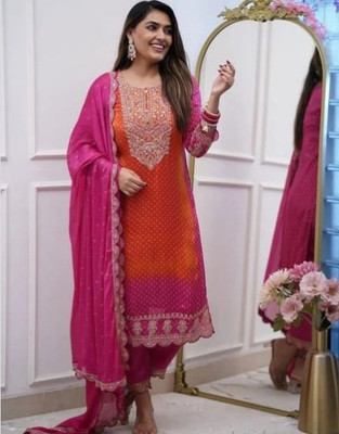 SHREEJI ENTERPRISE Applique Kurta, Trouser/Pant & Dupatta Set