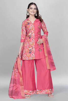 FASHNETIC Embroidered Kurta, Palazzo & Dupatta Set