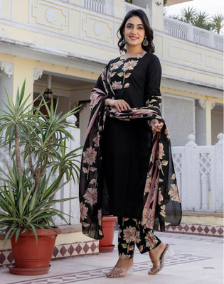 Skylee Floral Print Kurta, Trouser/Pant & Dupatta Set