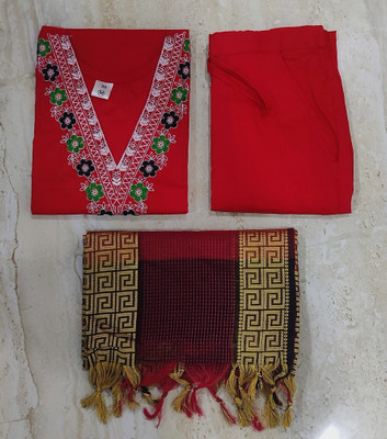 ALISHA CREATIONS Embroidered Kurta, Trouser/Pant & Dupatta Set