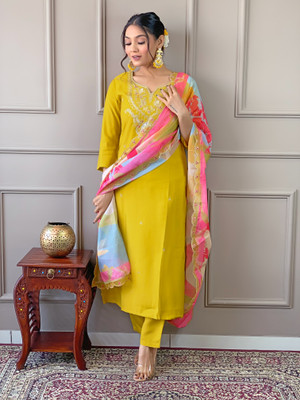 SHREE KSHETRAPAL CREATION Embroidered Kurta, Trouser/Pant & Dupatta Set