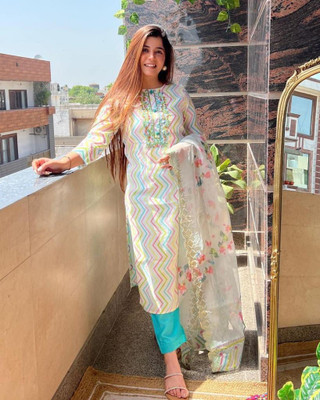 TRAHIMAM Embroidered, Printed Kurta, Trouser/Pant & Dupatta Set