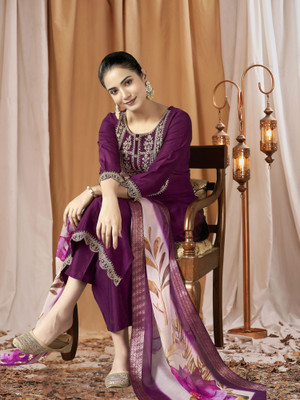 Nayasi Embroidered Kurta, Trouser/Pant & Dupatta Set