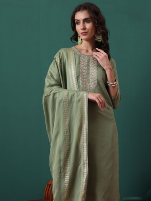 Royal Export Embroidered Kurta, Trouser/Pant & Dupatta Set