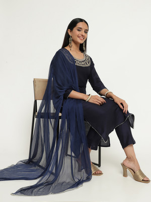 aayusika Embroidered Kurta, Trouser/Pant & Dupatta Set