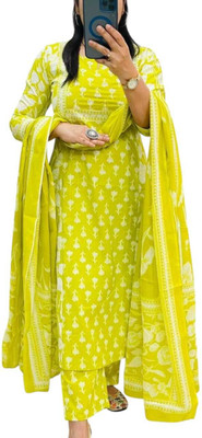 JAINISMCRAFTINGANDCLOTHING Printed Kurta, Trouser/Pant & Dupatta Set