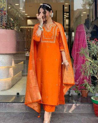 Blue Wish Embellished Kurta, Trouser/Pant & Dupatta Set