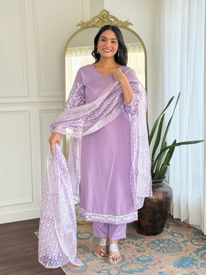 Prime Poster Embroidered, Printed Kurta, Salwar & Dupatta Set