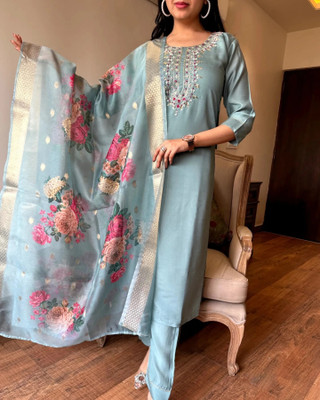 jiya textiles Women Ethnic Top Pant Dupatta Set