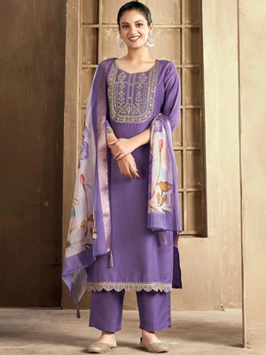 JAYAMBECREATION Embroidered Kurta, Trouser/Pant & Dupatta Set