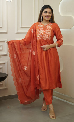 Krisio Embroidered Kurta, Trouser/Pant & Dupatta Set
