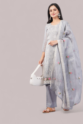 Eelika Embroidered Kurta, Trouser/Pant & Dupatta Set