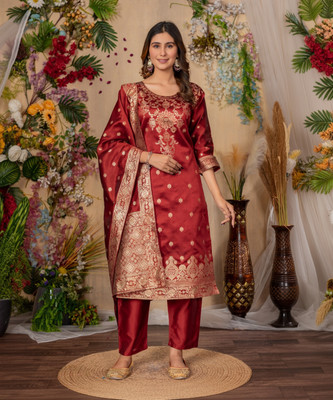 BROYAAR SHOP Woven Kurta, Trouser/Pant & Dupatta Set