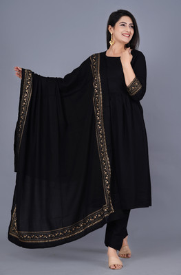 Mittal Enterprises Self Design Anarkali Kurta, Bottom & Dupatta Set