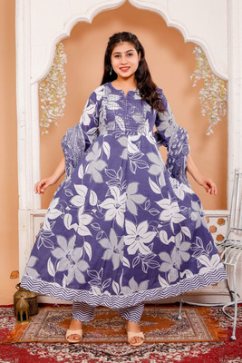 HRITVI FAB Printed Anarkali Kurta, Bottom & Dupatta Set