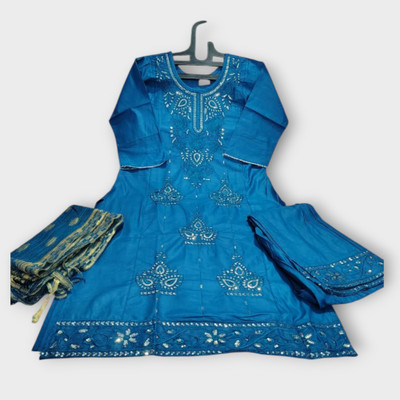 New Eleven star Dresses Embroidered, Floral Print Kurta, Salwar & Dupatta Set