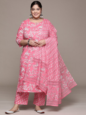 Readiprint Fashions Printed Kurta, Palazzo & Dupatta Set