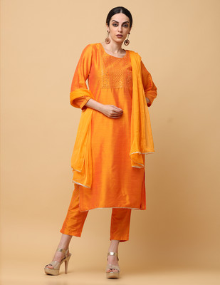Angkor Embroidered Kurta, Trouser/Pant & Dupatta Set
