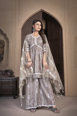 BAMSOM WEAR Printed Kurta, Palazzo & Dupatta Set