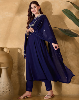 Sangria Embroidered Kurta, Trouser/Pant & Dupatta Set