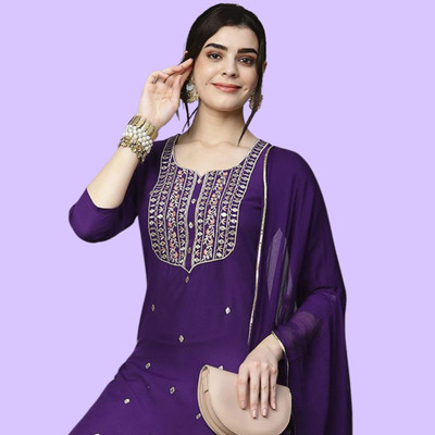 pinfit Embroidered Kurta, Trouser/Pant & Dupatta Set