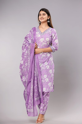 KRATI CREATIONS Floral Print Kurta, Trouser/Pant & Dupatta Set
