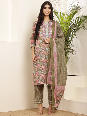 mannatt Printed Kurta, Trouser/Pant & Dupatta Set