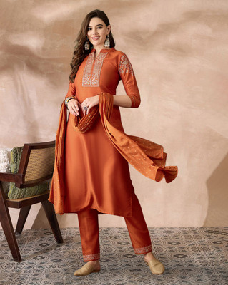 Tasrika Embroidered Kurta, Trouser/Pant & Dupatta Set