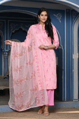 saadgee Floral Print Kurta, Trouser/Pant & Dupatta Set