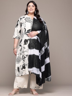 Readiprint Floral Print Kurta, Palazzo & Dupatta Set