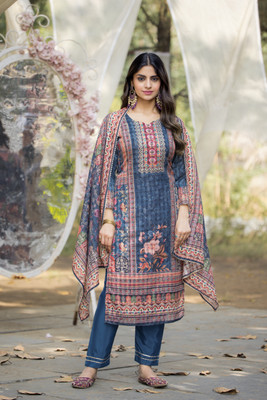 VRUNDA FASHION CLUB Printed Kurta, Trouser/Pant & Dupatta Set