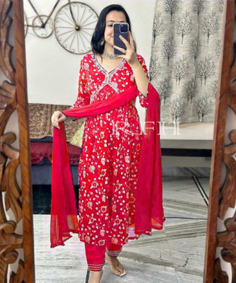AF ASHA FABRICS Printed Kurta, Trouser/Pant & Dupatta Set