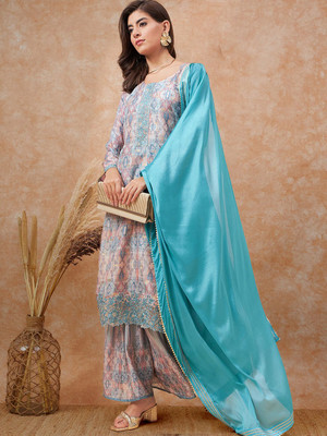 Sangria Printed Kurta, Sharara & Dupatta Set