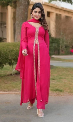 ShopGlobal Solid Kurta, Salwar & Dupatta Set