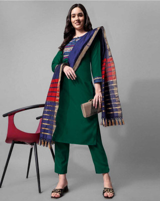 CreationRajvi Solid Kurta, Trouser/Pant & Dupatta Set