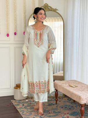 HOUSE OF COMMON Self Design Kurta, Trouser/Pant & Dupatta Set