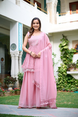 FILIB LONDON Embroidered Kurta, Sharara & Dupatta Set