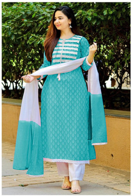 KRF FAB Embroidered, Printed Kurta, Trouser/Pant & Dupatta Set