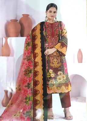 Ghajal Floral Print Kurta, Trouser/Pant & Dupatta Set