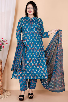 Suskriti Floral Print, Printed Kurta, Trouser/Pant & Dupatta Set