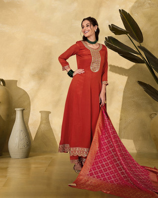 SheWill Embroidered Kurta, Trouser/Pant & Dupatta Set