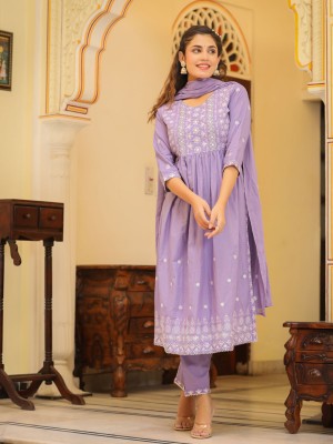 Readiprint Fashion Solid Kurta, Palazzo & Dupatta Set