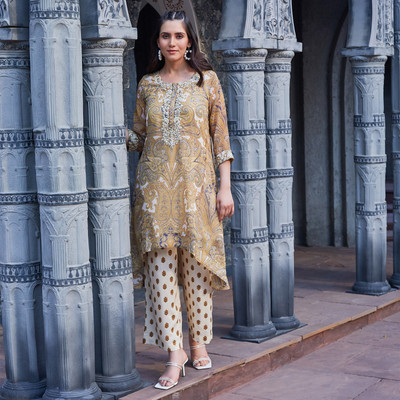 BIBA Printed Kurta, Trouser/Pant & Dupatta Set