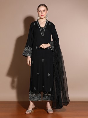 Style Baazi Embroidered Kurta, Palazzo & Dupatta Set