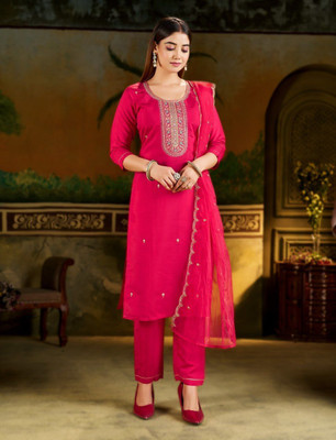 Jinal Enterprise Embroidered Kurta, Churidar & Dupatta Set
